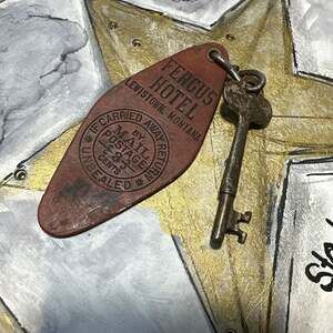 Antique 1920s Hotel Room Skeleton Key & Fob Rosslyn Hotel Annex Los Angeles